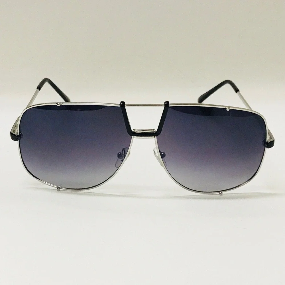 Aviator Sunglasses Silver Frame Fashion Visor Shield Style Pilot Street Wear New